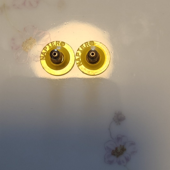 Napier vintage 80's pierced earrings enamel - Picture 6 of 8